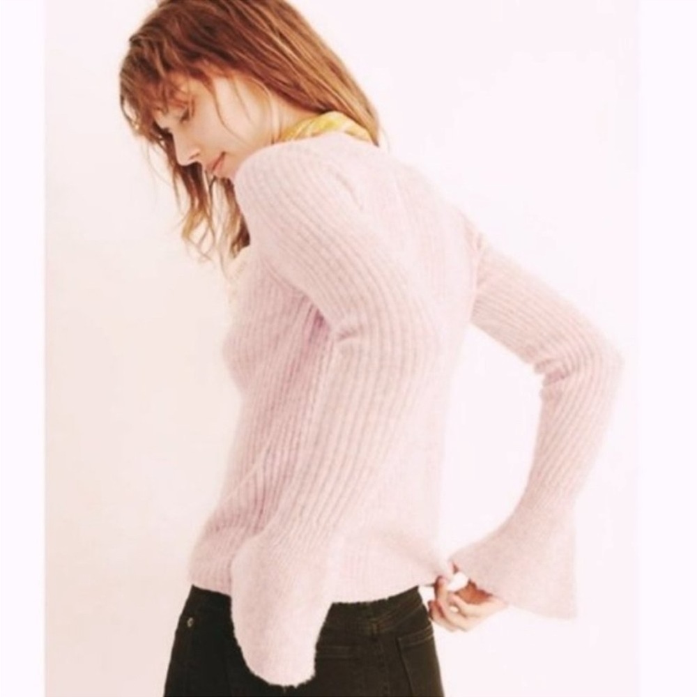 Madewell - women’s Iced Rose Ruffle Cuff sleeve Pullover sweater wool blend SZ M